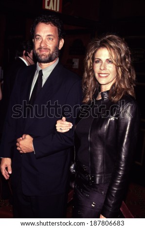 TOM HANKS and wife RITA WILSON at the New York premiere of THE STORY OF US, 10/10/99