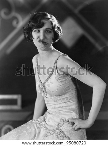 Similar – Image, Stock Photo Funny woman making silly face on street