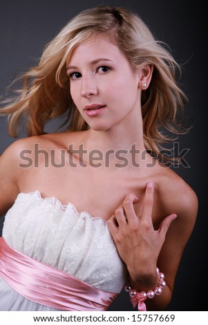 Portrait of beautiful Blond Woman with flowing Hair