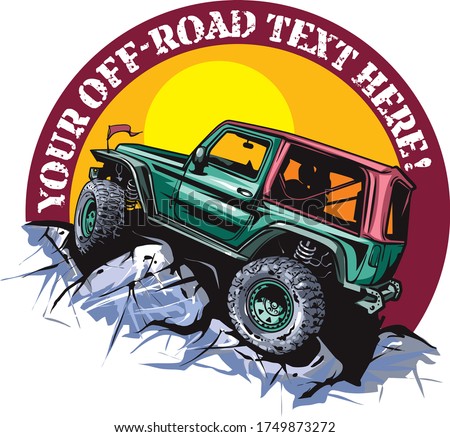 Cartoon style off-road vehicle suitable for logo design.