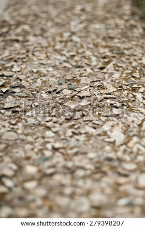 Slabs of rock debris at an acute angle background blur