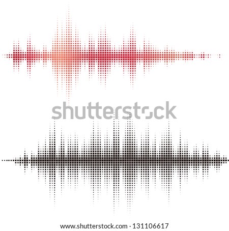 Halftone square vector elements.Vector sound waves. Music round waveform background. You can use in club, radio, pub, party, concerts, recitals or the audio technology advertising background.