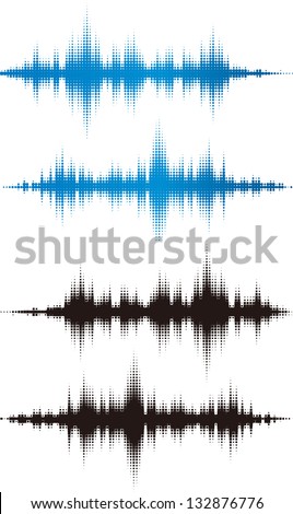 Halftone vector elements. Vector sound waves. Music waveform background. You can use in club, radio, pub, DJ show, party, concerts, recitals or the audio technology advertising background.