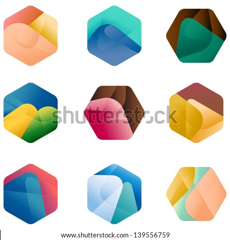 Design hexagonal vector logo template.  Colorful app icon set.  Colorful pattern.