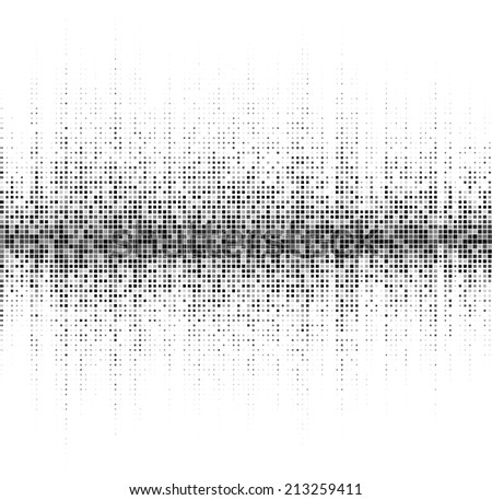 Music square waveform background. Black and white halftone vector sound waves. You can use in club, radio, pub, party, DJ, concerts, recitals or the audio technology advertising background. 