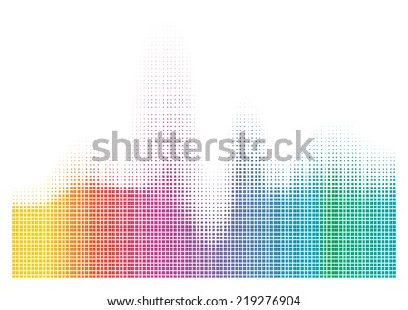 illustration of colorful musical bar showing volume on white background. You can use in club, radio, pub, party, DJ, concerts, recitals or the audio technology advertising background. 