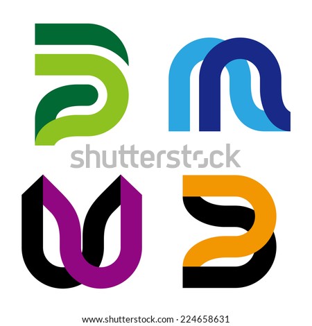 Vector Images Illustrations And Cliparts Abstract Vector Logo Template M W P U N B Letters Icon Set You Can Use In The Commerce Traffic Financial Construction And Communication Concept Of Pattern