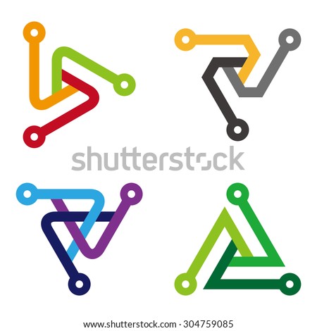 Design triangle logo element. Vector line icon template. You can use in energy, power, machine, transportation, chip concept icons. 