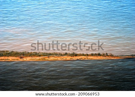 Russian nature. The Volga river panorama.