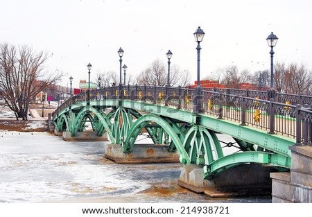 MOSCOW - FEBRUARY 22, 2014: View of Tsaritsyno park in Moscow, Russia, in winter. A popular touristic landmark.