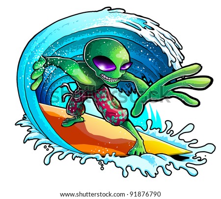 Beach Alien Surfer