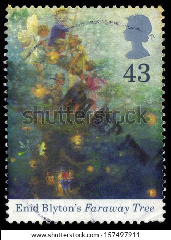 UNITED KINGDOM - CIRCA 1997: A stamp printed in Great Britain shows illustration to popular novels for children by Enid Blyton, Faraway tree, birth centenary of Enid Blyton, circa 1997