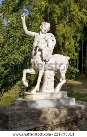 statue of centaur at Centaurs bridge, Palace and Park Ensemble, Pavlovsk, suburb of Saint Petersburg, Russia