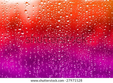 Colorful view through a rain splashed window
