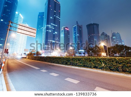Shanghai Lujiazui Finance & Trade Zone modern city night background