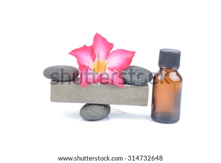 Zen spa concept background - Zen massage stones with orchid flower in white background