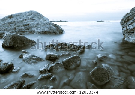 northern swedish shoreline on a cold spring morning