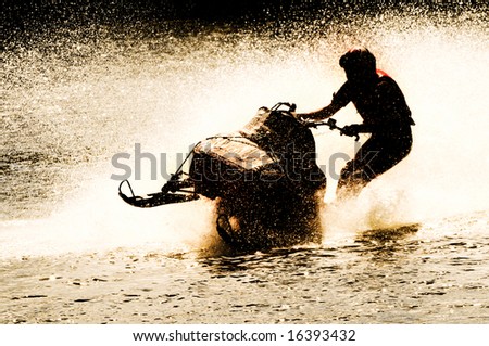 Snowmobile driven on water