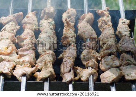 Shashlyk - a traditional dish of meat cooked in the fire, the peoples of the Caucasus