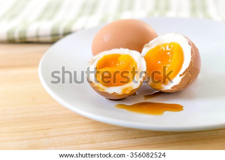 Similar – Image, Stock Photo Medium boiled eggs with sasld, healthy breakfast