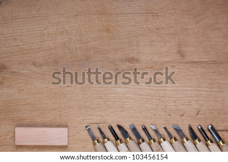 Wood carving tools with new plank
