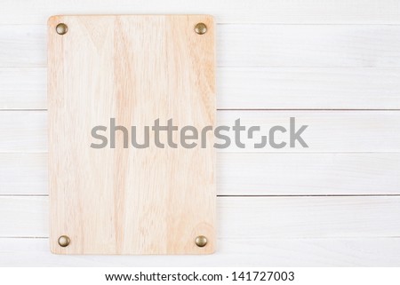 Sing board on white wood wall background