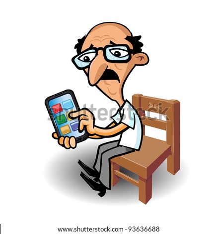 old man with tablet computer