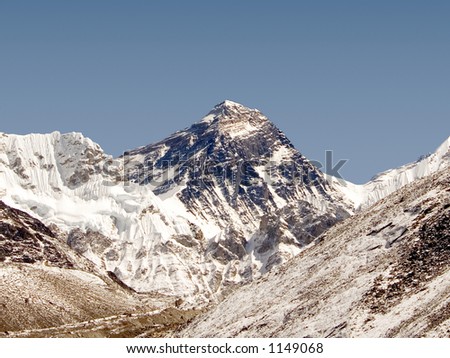 This picture of Mt. Everest was taken from Gokyo\'s 5th Lake.