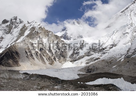 Changtse, Khumbutse, and Mt. Everest in Nepal