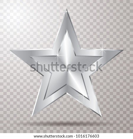 silver star with transparent shadow, vector template for show business or something else