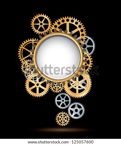 vector background with silver and golden gears like flower