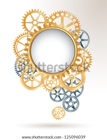 vector background with silver and golden gears like speech cloud