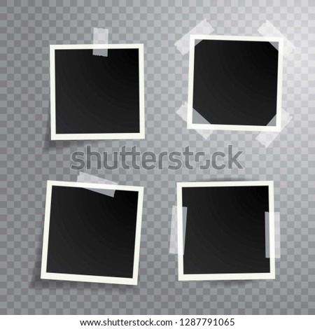 four blank instant photos isolated with transparent shadow, layered and editable vector illustration