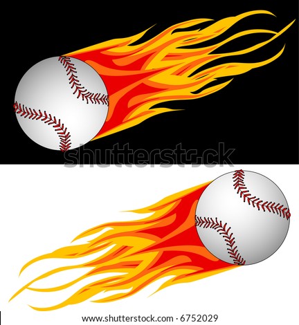 vector illustration of baseball in flame