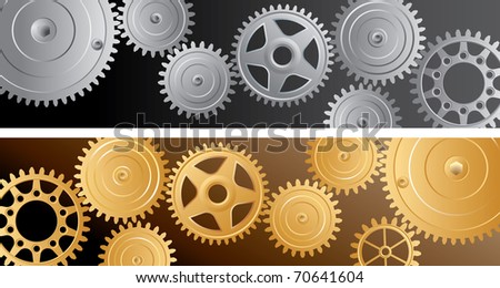 two vector horizontal banners with gears