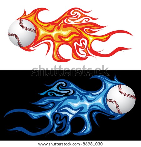 vector illustration of the baseball in fire