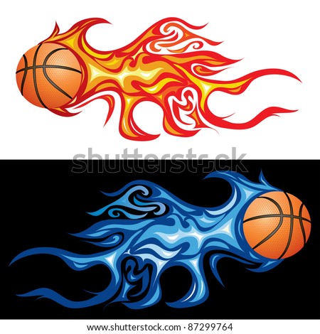 vector illustration of the basketball in flame