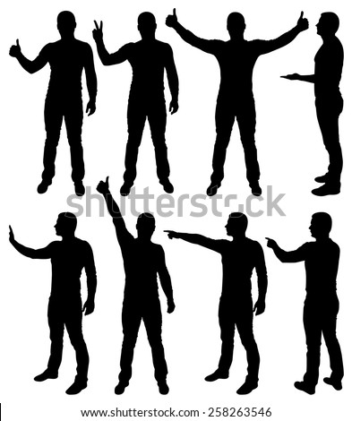 Vector illustration of male silhouettes.