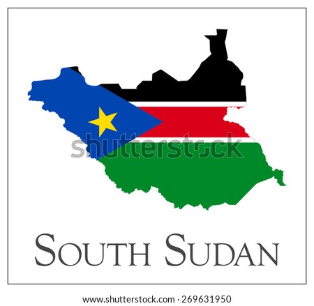 Vector illustration of South Sudan flag map. Used transparency.