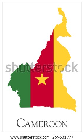 Vector illustration of Cameroon flag map. Used transparency.