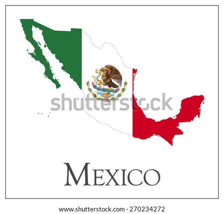 Vector illustration of Mexico flag map. Used transparency.