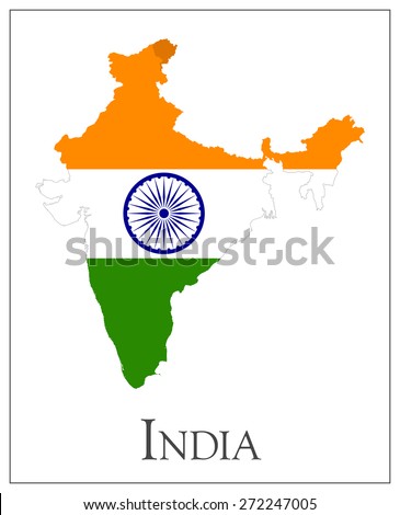 Vector illustration of India flag map.