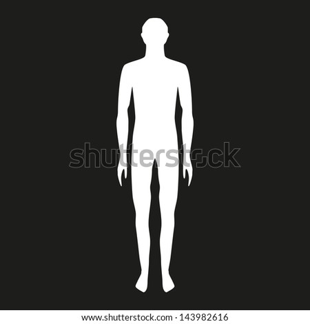 Male Body Shapes. Human Body Outline. Full Body On A Black Background ...