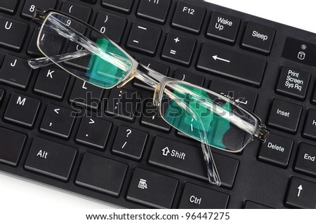 Computer keyboard and eye glasses