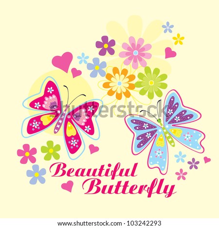 Vector Flowers Background / Beautiful Butterfly - 103242293 : Shutterstock