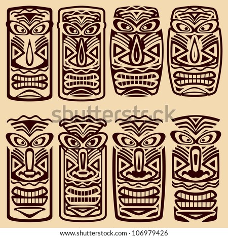 Vector Tiki Masks