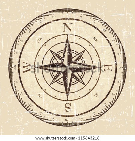 Vintage Grunge Compass Stock Vector Illustration 115643218 : Shutterstock