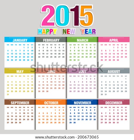 vertical calendar 2015