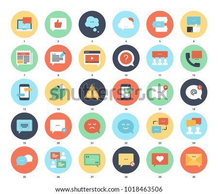 Vector set of message bubbles flat web icons. Each icon neatly designed on pixel perfect 48X48 size grid. Fully editable and easy to use.