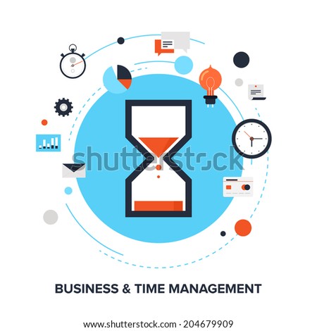 Vector illustration of business and time management flat design concept.